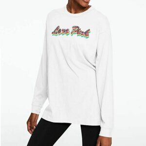 Women's PINK Top, Long Sleeve Sequined T-shirt, XS